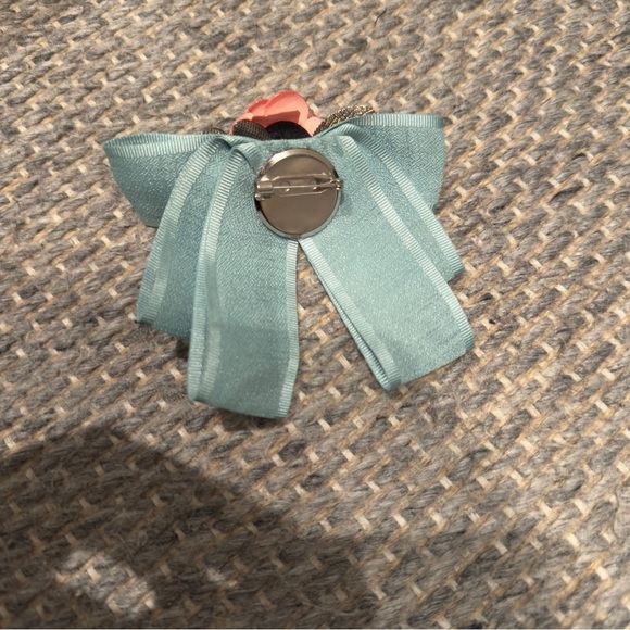 Blue Bow with Pink Flower Accent Pin Kids - Picture 4 of 5